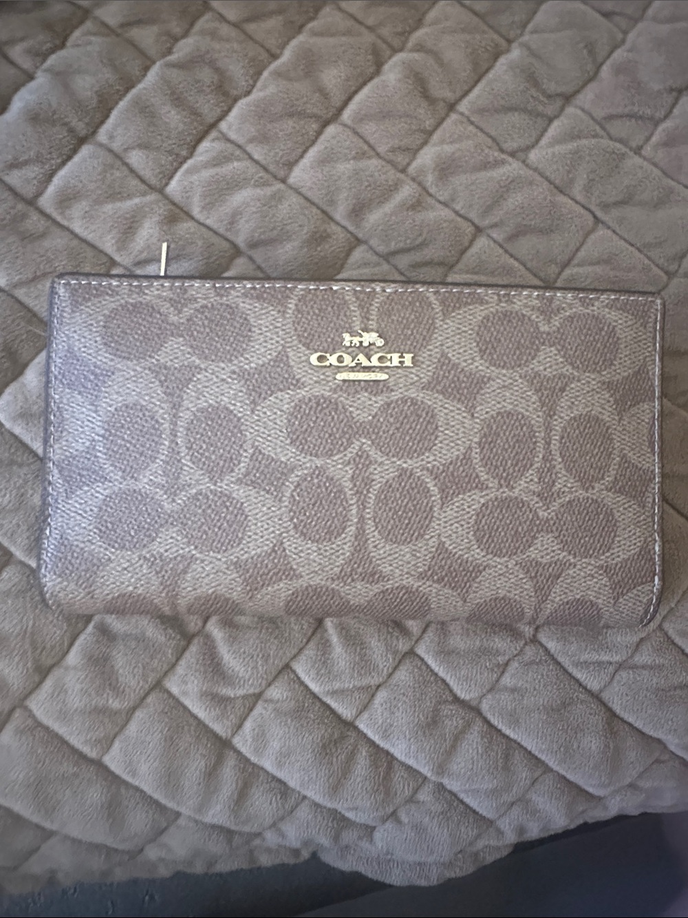 Coach Signature Zip Wallet in Tan
